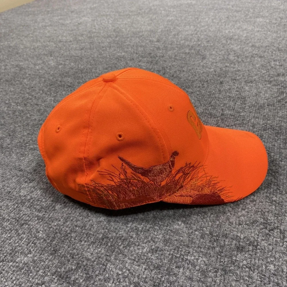 CAT Hat Cap Strap Back Mens One Size Orange Hunting Embroidered Pheasant